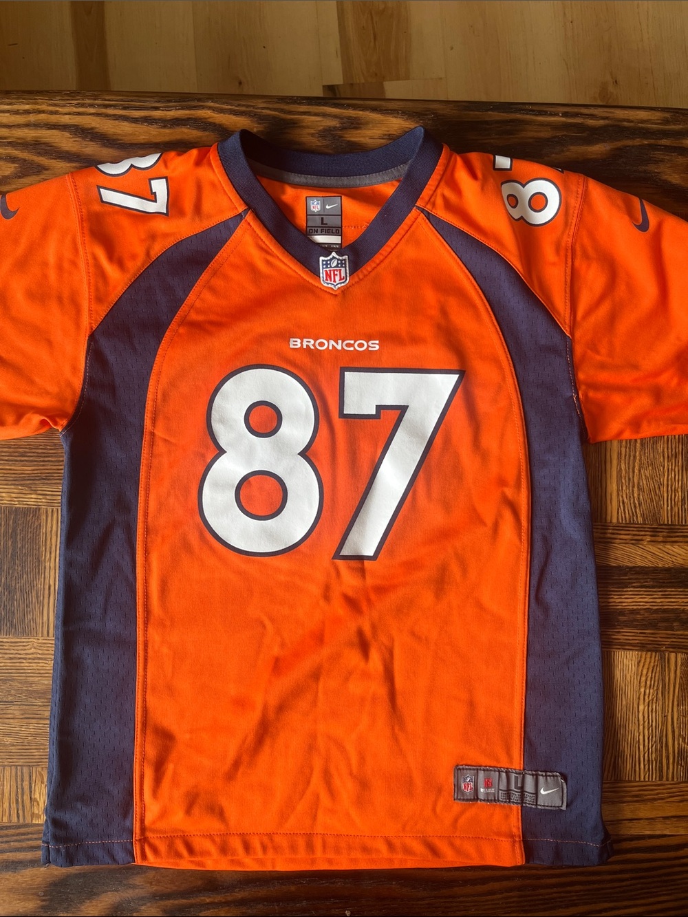 Nike Orange and Navy Denver Broncos #87 Football Jersey